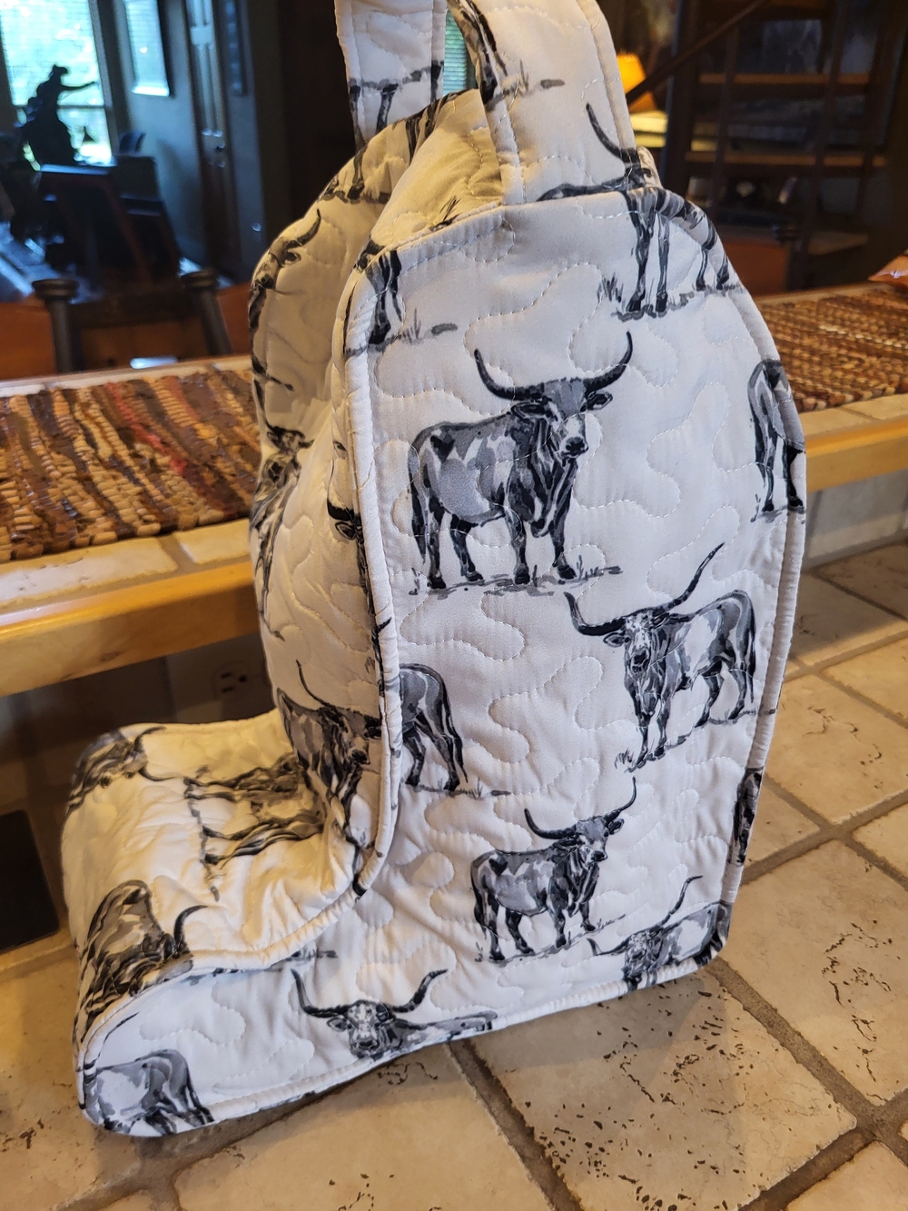 Western Boot Bag.  Longhorn Black And Grey